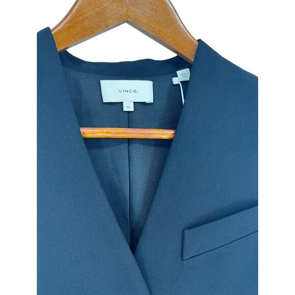 Vince Black Cutaway Crepe Vest in Black - Picture 9 of 15